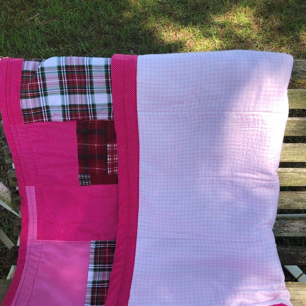 Plaid and Pink Patchwork Quilt